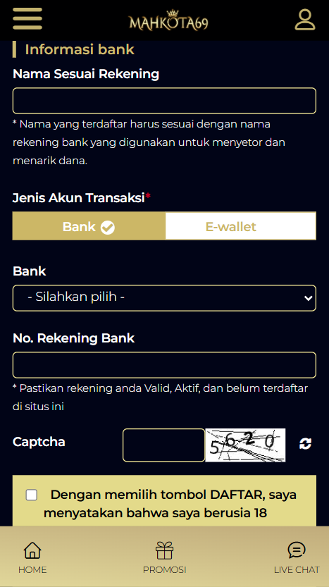 Contoh tampilan tombol submit setelah mengisi formulir